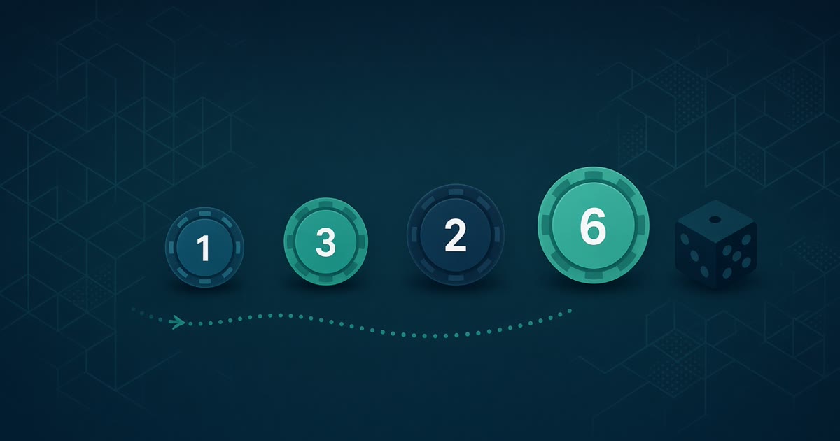 VFairGames Dice — 1-3-2-6 stake steps in a short win cycle