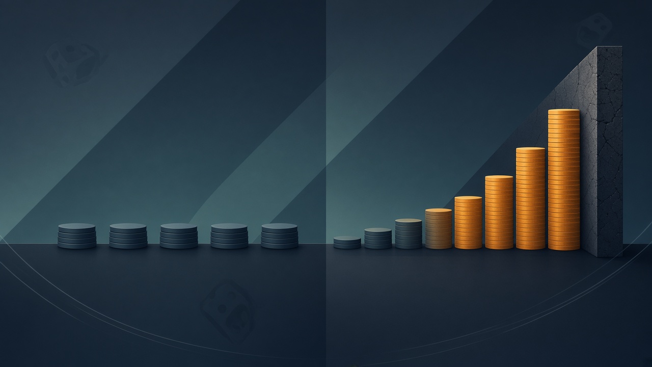 VFairGames Dice — flat stakes versus a progressive doubling stack