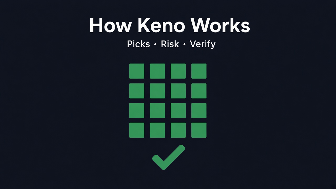 VFairGames Keno — number picks, risk levels, and verified draw