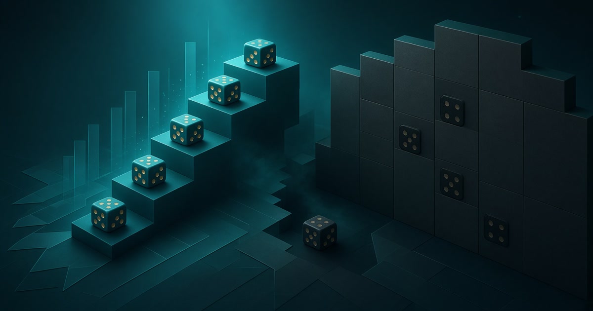 VFairGames Dice — Paroli win-climb stake ladder versus a flat unit